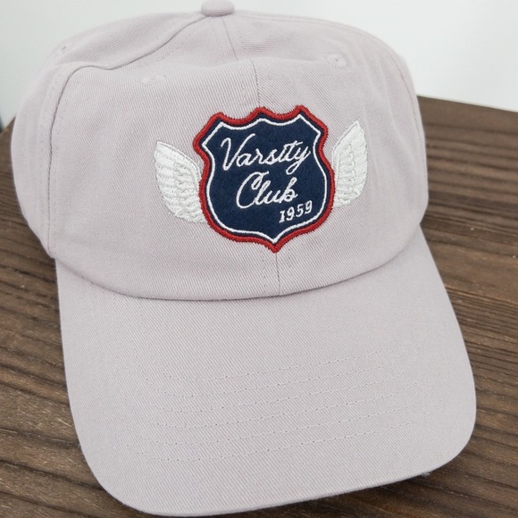 Anthropologie Accessories - Anthropologie Varsity Club 1959 Patch Grey Baseball Cap Hat 100% Cotton NWT